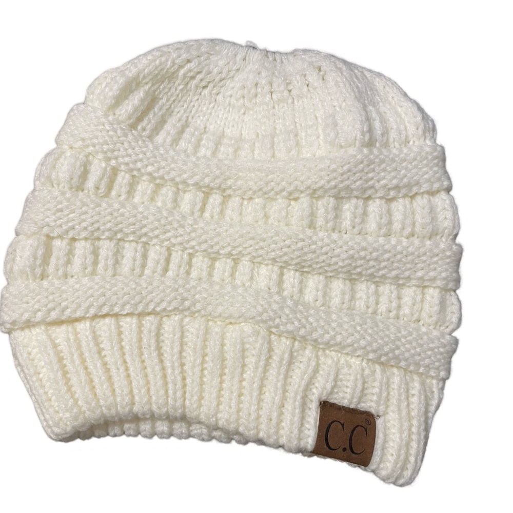C.C stretchy beanie with bun opening